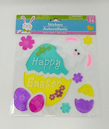 Happy Easter 16 Piece Stickers Window Gel Cling Decor Decoration Egg Bunny
