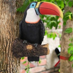 Resin Toucan Bird Hanging Ornament for Patio Lawn Garden and Tree Decor
