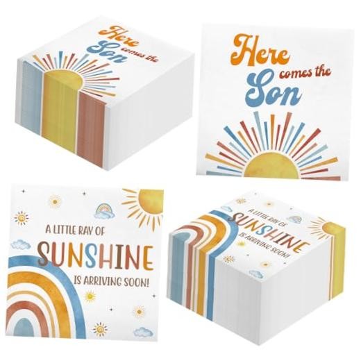 100 Pcs Here Comes the Son Baby Shower Decoration Disposable Boho Sunshine