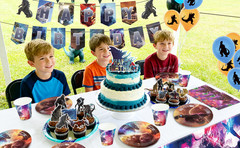 Godzilla Party Decorations& Tableware 112 Pcs Tablecloth Balloons Backgdrop Cups