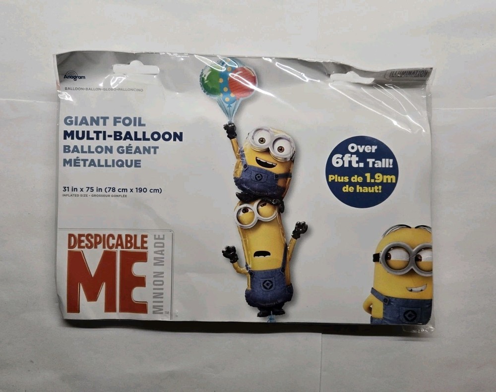 Minions Giant Foil Stacker Multi Balloon Over 6 Ft Tall 31″ x 75″ Anagram