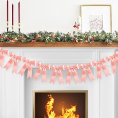 Rose Gold Bow Garland Bow Banner Bow Party Decorations Pre-Strung Large Coque…