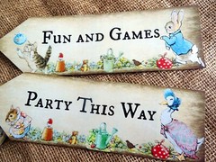 4 Peter Rabbit Character Party Decoration Arrow Signs – Can be Personalised