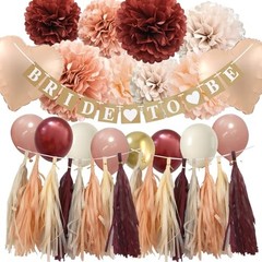 Bridal Shower Decorations Maroon – Fall color Maroon Dusty Burgundy + Peach