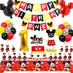Mickey Mouse 1st Birthday Party Decorations,Party Supplies Included Banner