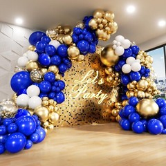 Royal Blue and Gold Balloons Arch Garland Kit, 18 12 10 5 inch Navy Blue Meta…