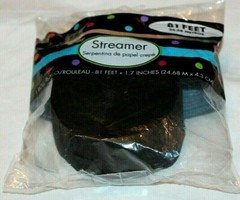 Amscan Paper Crepe Jet Black Streamer – 81 ft – 1 Roll