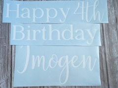 Personalised Happy Birthday Name Age Vinyl Decal Party Backdrop Balloon Sign