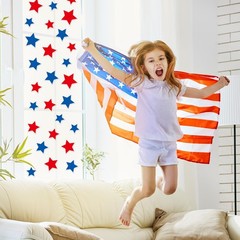 34Pcs Patriotic Thick Gel Clings Red Blue Star 4th of July Star Reusable Window