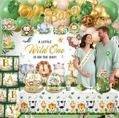 Cocomigo 260PCS Safari Baby Shower Decorations All-in-1 Party Supplies Pack NWT