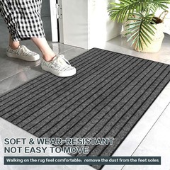 Heyroll Custom Size Hallway Runner Rug, Backed Non-Slip 2 ft x 6 ft, Grey