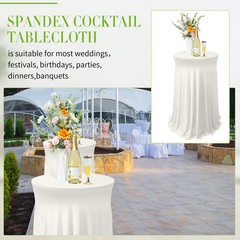 Tegeme 4 Packs Round Spandex Cocktail Tablecloths Skirt 32 X 43 Inch Cocktail