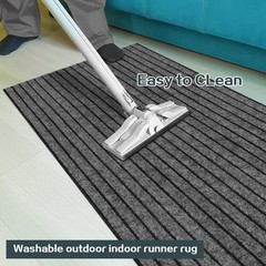 Heyroll Custom Size Hallway Runner Rug, Backed Non-Slip 2 ft x 6 ft, Grey