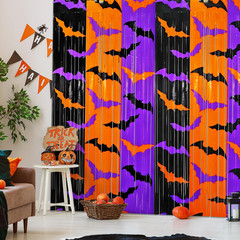 Halloween Party Decorations, 2 Pack Halloween Foil Fringe Curtains 3.3 X 6.6 Ft,
