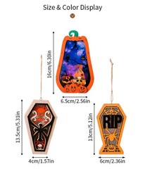 Ornament Christmas Halloween Decorations Festival With Lights Wooden Pendant