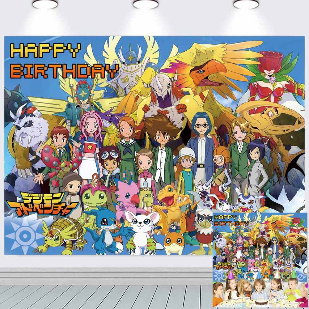 Digimon Adventure Party Supplies Birthday Decor Backdrop Banner Poster 7x5ft
