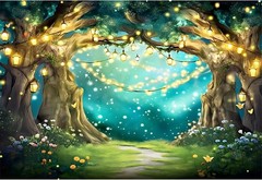Enchanted Forest Tree Birthday Backdrop Fairy Tale Wonderland Photo Background