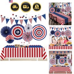 Patriotic 4th of July Decorations Set 9 Pcs Red White Blue Party Supplies