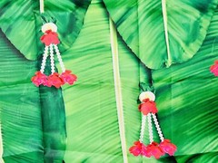India Banana Leaf Curtain Backdrop photo prop Decoration Cloth 8X5 ft muggu USA