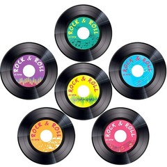 30pcs Record Cutouts 1950s Rock and Roll Music Party Two Sided Decoration 7 I…
