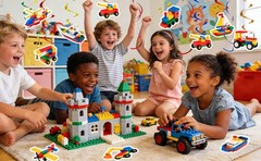 Building Block Party Decoration Lego Party Favors Building Block Hanging Swirls