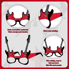 24 PCS Rock and Roll Party Decorations Rock Star Paper Glasses Rock Photo Boo…