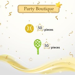 100 PCS Gold Green Glitter Tennis Confetti Ball Table Paper Scatters Birthday
