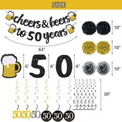 50th Birthday Decorations Kit for Men Women, Cheers to 50 Years Banner with P…