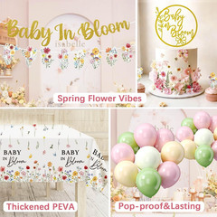 181Pcs Spring Baby in Bloom Baby Shower Decorations Plates Set, Wildflower Flora