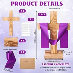 1 Pcs Rustic Pine Wood Cross Decor, 11.8″ Standing Wooden Crosses Tabletop Ce…