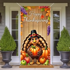 Thanksgiving Turkey Door Banner Fall Harvest Decor 35 x 71 Inch