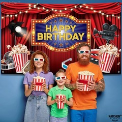 Large Movie Night Banner – 72×44 Inch | Movie Birthday Party Decorations | Movie