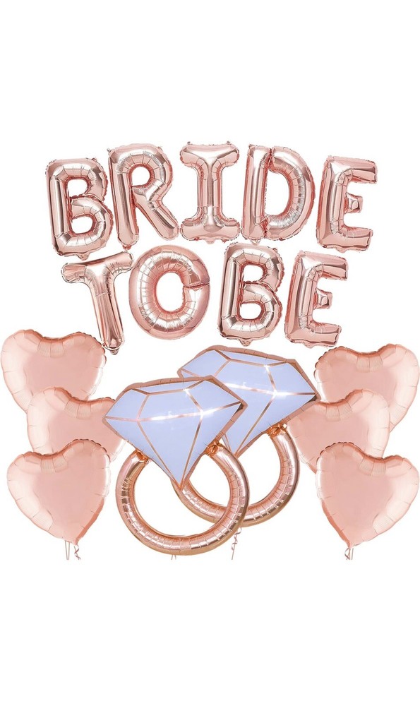 Rose Gold Bride To Be Balloons – Pack of 17 | Bride To Be Decorations |