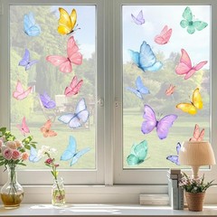 6 Sheets Spring Window Clings, Watercolor Butterfly Spring Decals, Removable Ant
