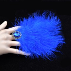 1PC Furry Feather Rhinestone Adjustable Ring Glitter Party Clubwear Bar Show New