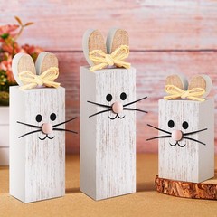 3 PCS Easter Table Decor Bunny Wooden Tiered Tray Decor Rabbit Centerpiece