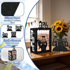 10 Pcs 2026 Graduation Table Decorations Boxes Black Photo Display Graduation Ce