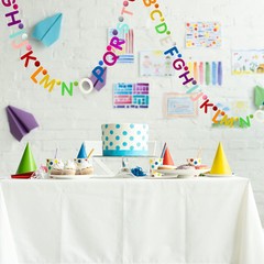 2 Pieces Alphabet Garland Rainbow ABC Wall Decor Colorful Pom