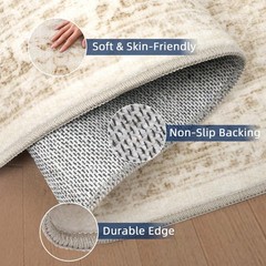 Washable Runner Rug 2×8 Runners for Hallways，Vintage 2′ x 8′ (Runner), Beige