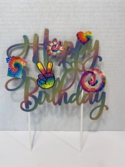 Tie Dye Happy Birthday Cake Topper Open Box
