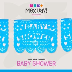 Baby Shower Party Banners~ 3Pack 18ft each Banner-Plastic Papel Picado Blue/azul