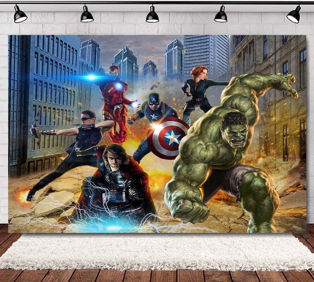 Movie Superhero Avengers Backdrops Birthday Party Banner Background Decorations