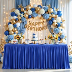 Party Talk Royal Blue Polyester Table Clothes for 8 Foot Rectangle Tables, Wrink