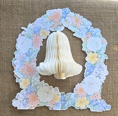 Vintage 1986 Hallmark Floral Wedding Bell Centerpiece 12″ Honeycomb Tissue