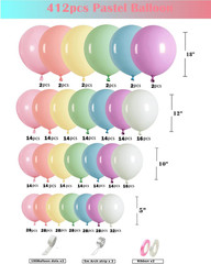 412Pcs Pastel Balloon Garland Arch Kit 18 12 10 5 Inch Different Sizes Macaron A
