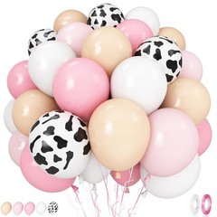 Cow Print Balloons, 60PCS Pastel Pink Cow Print Latex Balloons, Pink Cream Be…