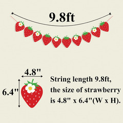 Strawberry Garland Banner Strawberry Birthday Party Decorations Tropical Fruit T