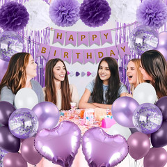 Purple Birthday Decorations for Women, Happy Birthday Party Decorations, Happy B