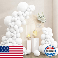 Rubfac 135Pcs White Balloons Different Sizes 18 12 10 5 Inch For Garland Arch
