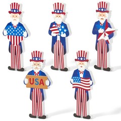 Uncle Sam Wooden Decoration – 5Pcs High Quality Wood Standing Patriotic Table…